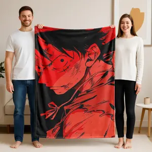 1 piece Luffy Devil Fruit Awakening Form Anime Character Avatar themed flannel blanket - Flannel blanket with modern design, suitable for sofas and beds, all-season use, super soft and comfortable, digitally printed pattern, 100% polyester
