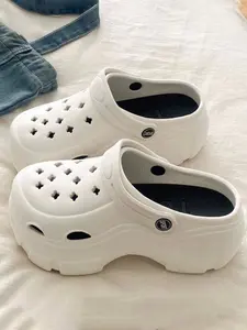 Summer New Fashion Casual Hole Shoes, Indoor Home Anti-Slip Wear-Resistant Slip-On Pure Color Simple Comfortable Hole Shoes, Slip On Clog