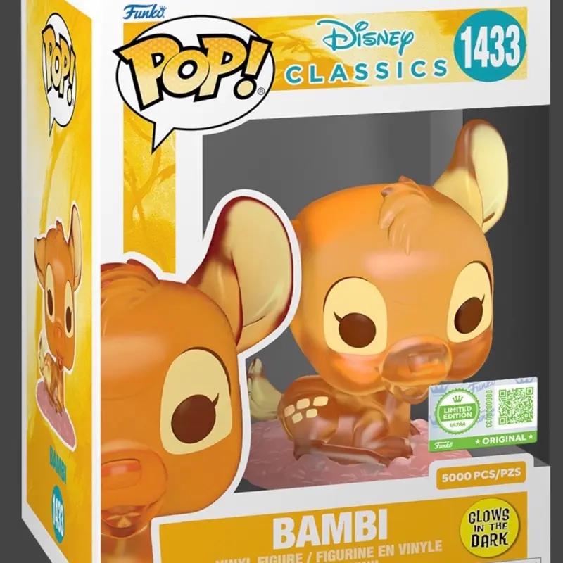 Funko Bambi Collectible Toy Figurine & Miniature - Limited Edition (5000 Pieces), Glow in the Dark, Model 1433, Holiday Gift