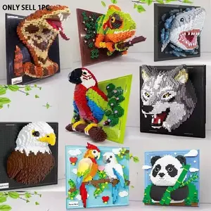1518+pcs Adult 3D Wall Art Animal Blocks Set, Creative Building Blocks, Abs Material, Creative Toy Gift, Stress Relief, Halloween Christmas Present