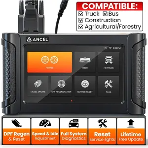 ANCEL HD7000 Elite 7'' Heavy Duty Truck Scanner with DPF Regen, Speed Limit, Idle Reset & Service Reset, Full System HD OBD Diesel Diagnostic Tool for Cummins Detroit Volvo CAT Paccar International