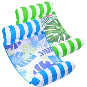 2-Pack Inflatable Pool Float Hammock 4-in-1 Ultra-Thick Pool Lounge Raft with Backrest for Adults - Heavy Duty Swim Floats for Pool, Lake, Beach (Supports up to 400lbs)