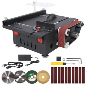 Mini Table Saw,Belt Sander,7 Gear Adjustable 0-90° Angle, Available for Wood/PCB/Acrylic/Plastic,DIY Model Crafts Cutting Tool