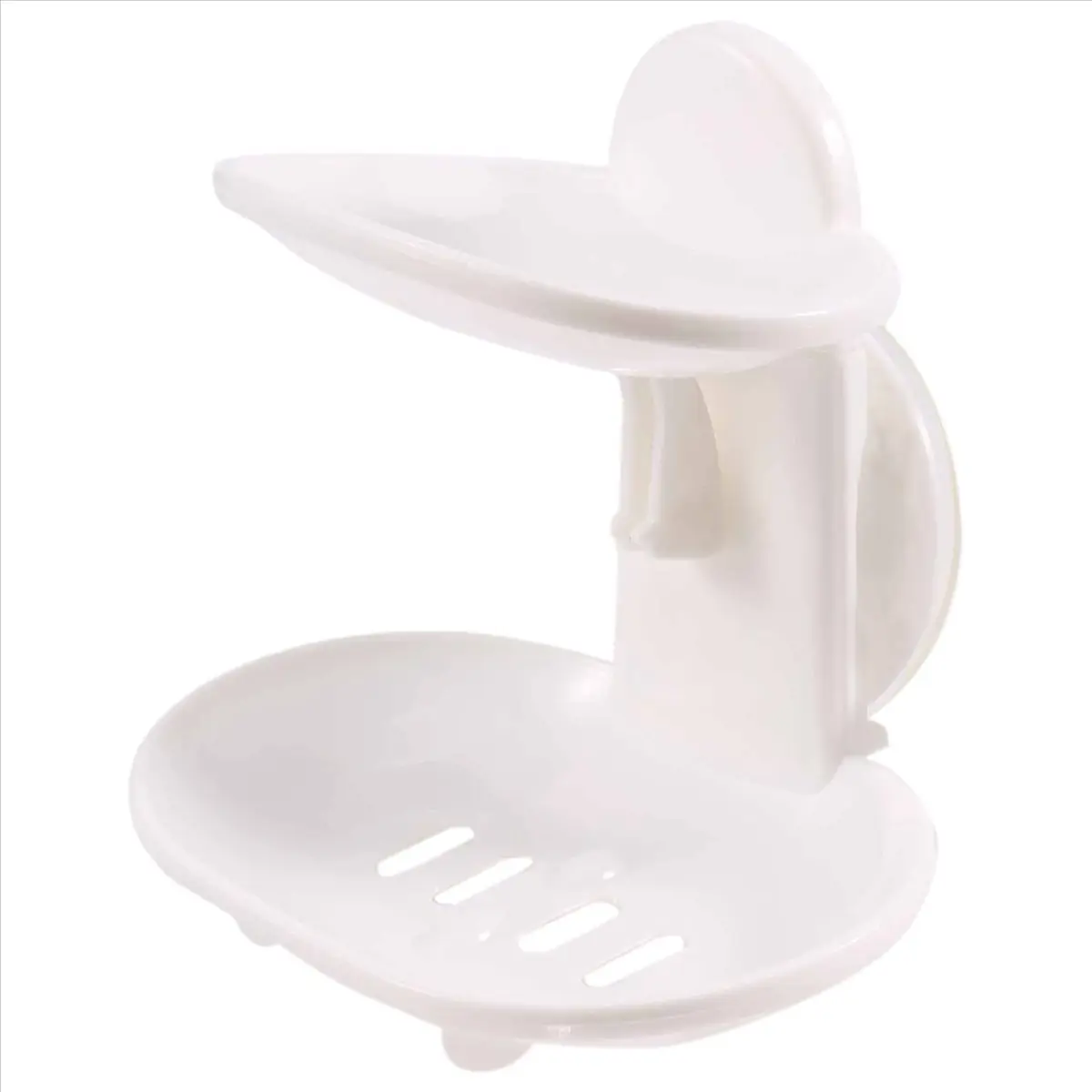 Double Soap Dish Strong Suction Soap Holder Cup Tray for Shower Bathroom (White) US