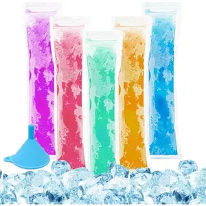 100 Popsicle Bags Sealable BPA-free - 230ml Yogurt Popsicle Tubes Homemade bolsitas para bolis de hielo Ice Candy Plastic Bags Disposable Juice Alcohol Liquor Smoothie Lolly Pop Mold Party