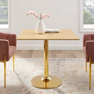 Modway Verne 35" Square Dining Table in Gold Natural