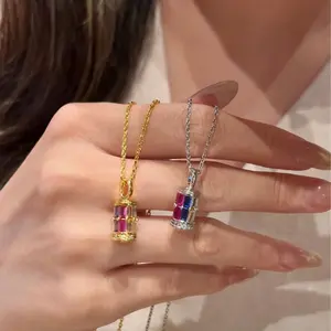 2026 New Chinese Style Pendant Necklace Gradient Zircon Pendant Clavicle Chain Fashion Accessories for Women Unique Renee Charm Necklace Best Elegant Gift for Best Friend Girlfriend Mom Wife for Birthday Anniversary Valentine's Day New Year and Christmas