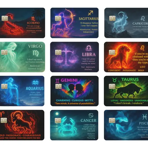 Neon Watercolor Zodiac Vinyl Credit Card Sticker Skin