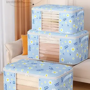 3 piece clothing storage bag, storage box with reinforced handle and durable zipper, suitable for wardrobe storage of blankets, duvets, pillows and bedding