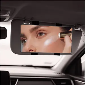 Large Car Sun Visor Mirror with Elastic Band,UltraThin in Car Visor Mirror for Rear View and Simple MakeUp,Universal Mirrors for Cars Visors Cars Interior Accessories
