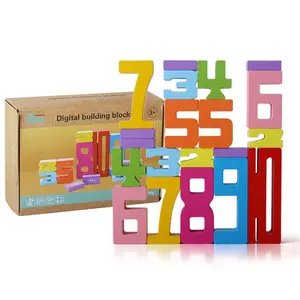 Hatwoo Wooden Number Puzzle Toy Set, Montessori Number Building Block Toy, Educational Logic Thinking Training Toy, Enhance Hands-On Skills Math Learning Toy- Christmas Birthday Gifts