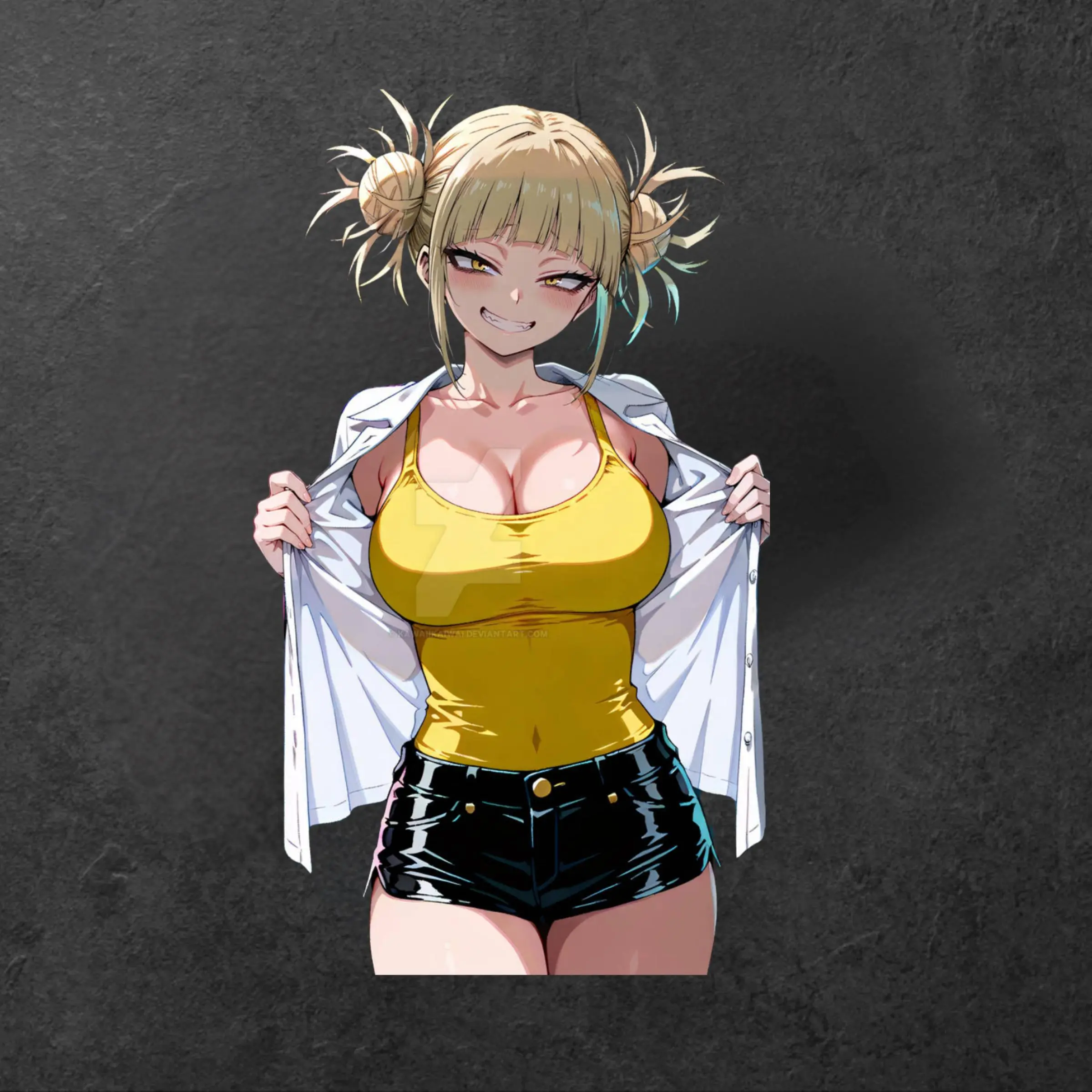 Yellow Tank Top Himiko Toga Sticker – Toga Waifu with Summer Vibe Decal, Quality Vinyl Sticker Waterproof