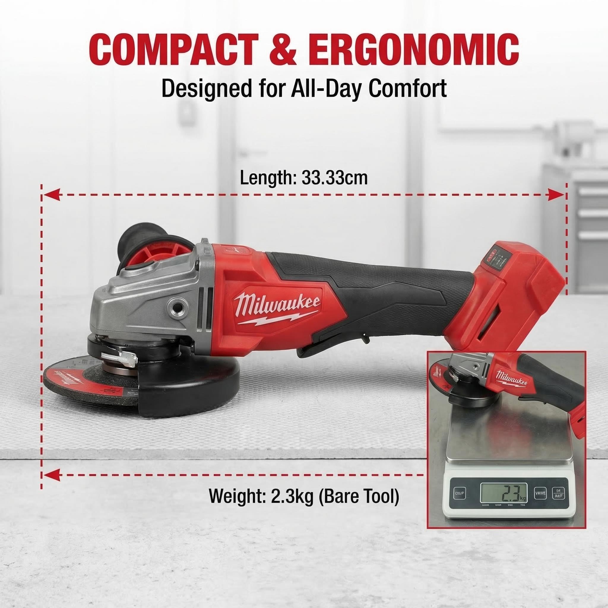 Milwaukee 18V 125mm Brushless Angle Grinder for Metal Cutting and Grinding with Variable Speed