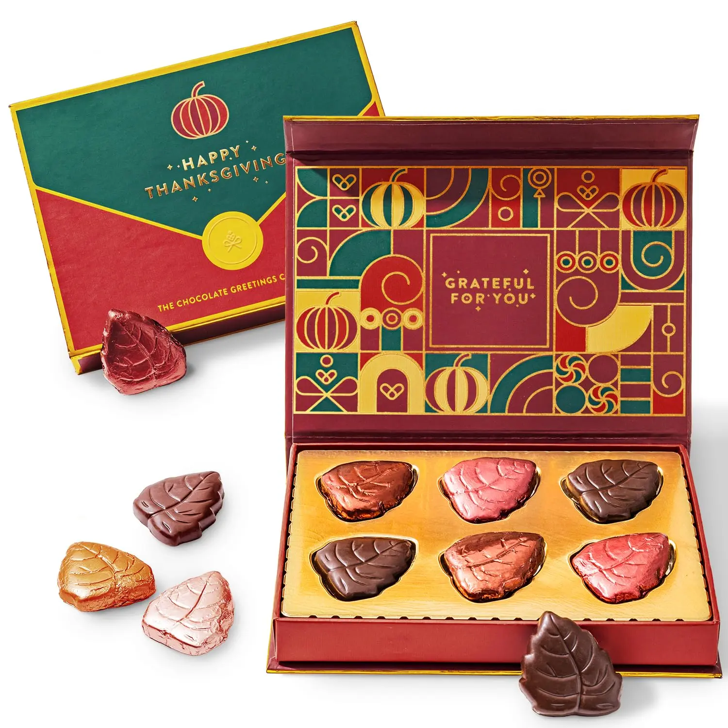 Bonnie and Pop Thanksgiving Chocolate Greeting Card Gift Box, Dessert Snack Set