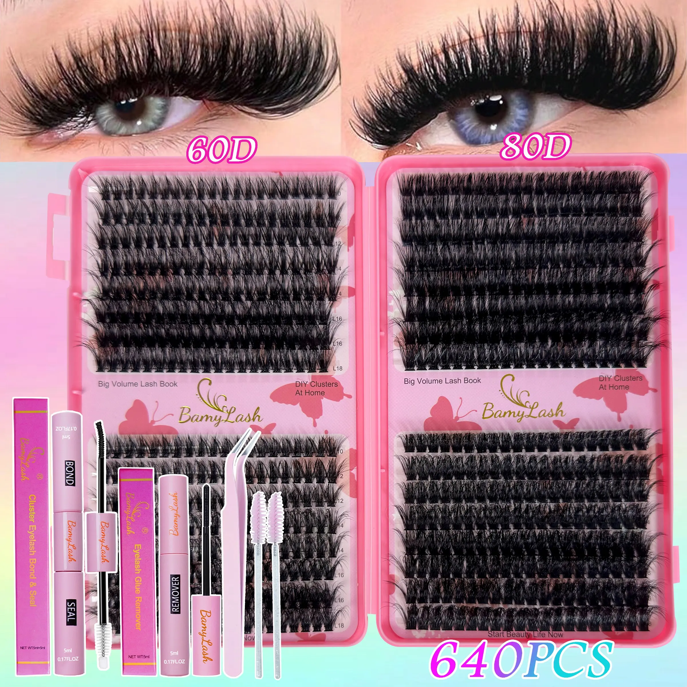 Cluster Individual False Eyelash Set, Cosmetic Eyelashes, Eyelash Clusters Extensions, D Curl Mixed Lengths, Soft Fluffy Lashes, 0.07mm Thickness Synthetic Fiber Lashes, DIY Lash Extension At Home, for Makeup And Daily Eyelash Extensions