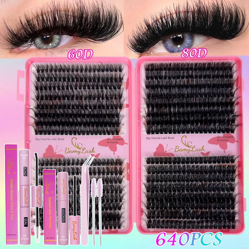Cluster Individual False Eyelash Set, Best Lash Clusters, Cosmetic Eyelashes, Eyelash Clusters Extensions, D Curl Mixed Lengths, Soft Fluffy Lashes, 0.07mm Thickness Synthetic Fiber Lashes, DIY Lash Extension, for Makeup