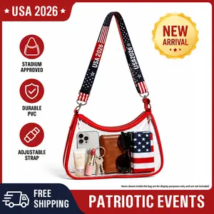 Clear Stadium Approved Crescent Crossbody Bag for Women, USA-Inspired Strap, Soccer 2026 Fan Bag for Gameday & Concerts american