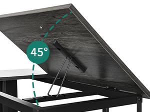 DWVO Height Adjustable Standing Desk with Charging Station, Portable Table with Wheels, Small Standing Rolling Computer Desk with Tiltable Tabletop and Storage Bag