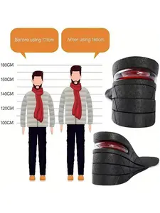 1 pair of unisex invisible height-increasing insoles, elevating insoles, Shock Absorbing Insoles, adjustable height insoles, multi-layer detachable height-increasing insoles