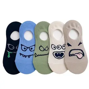 5 pairs womens comical illustration low cut socks tender airy fabric disappearing fit with lively character motifs various shades washable fashionable cool staple for leisure wear