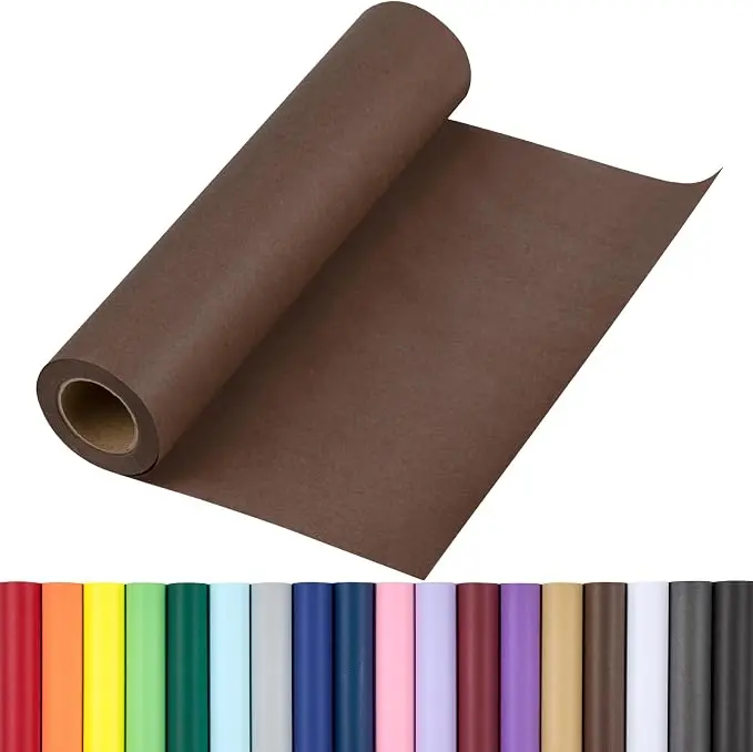 RUSPEPA Brown Kraft Wrapping Paper Roll, Recyclable Gift Wrap Paper for Gifts, Crafts, Bouquet Flowers & Party Decorations, 17.5in x 32.8ft
