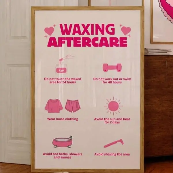 Waxing Aftercare Instructions Poster, Esthetician Beauty Salon Wall Art, Pink Wax Artist Small Business Art Print, Aesthetic Decor Poster (PRODUCT DOES NOT INCLUDE FRAME)
