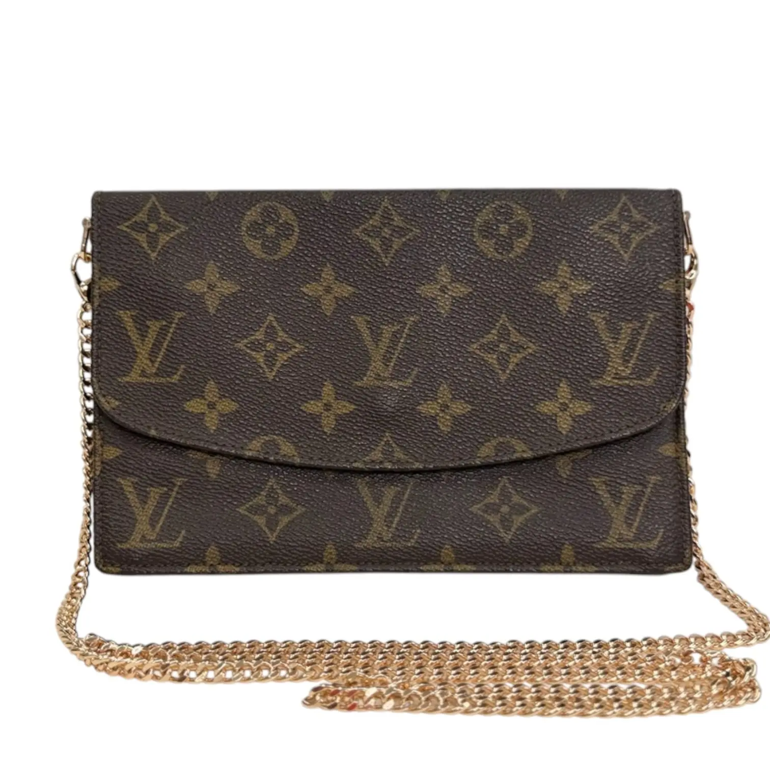 Pre-owned Louis Vuitton Coated Canvas Crossbody bags Monogram Pochette Rabat 20 Clutch with Chain