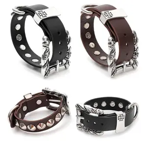 Punk Rock Studded Leather Bracelet for Men, Exaggerated Spiked Cuff, Bold Nonconformist Wristband, Edgy Streetwear & Hip Hop Accessory, Rocker Statement Jewelry, Handmade Durable Leather, Concert, Party & Club Fashion, Alternative, Gothic & Heavy Metal