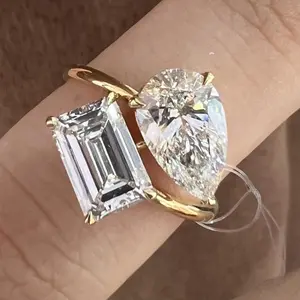 k18 labgrown diamond ring 2.57g D1.54+1.54ct lf2133