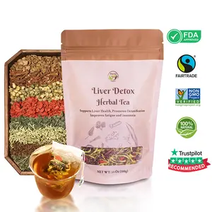 Liver and Kidney Detox Cleanse Herbal Tea - Milk Thistle GojiBerry Dandelion root Honeysuckle, Hand-picked 9 Precious Herbs, Edible corn fiber tea bags,  Beverage Natural