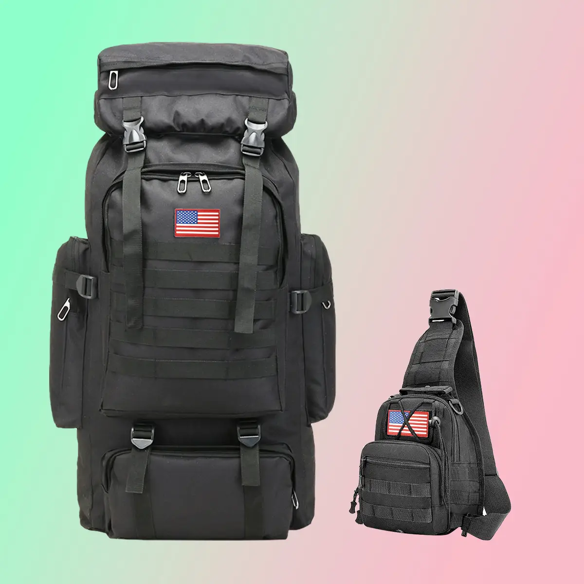 Springrtok Waterproof 80L Backpack with 1 Sling Bag,Camouflage Appearance,Large...