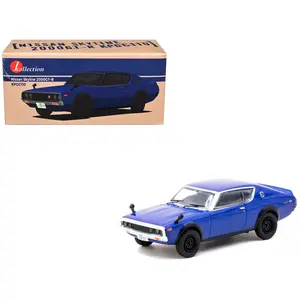 Nissan Skyline 2000GT-R KPGC110 RHD (Right Hand Drive) Blue Metallic "J Collection" Series 1/64 Diecast Model by Tarmac Works