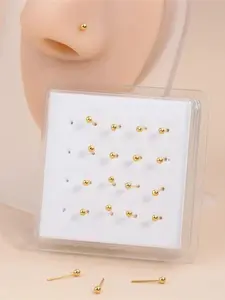 Punk Style Ball Shaped Nose Studs, Stainless Steel Nose Rings, Nose Piercing Jewelry, Body Jewelry for Women & Men, Trendy All-match & Exquisite Jewelry for Birthday Gift