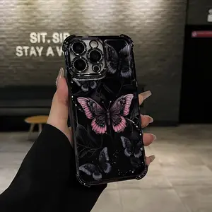 Butterfly Pattern Four-corner drop-proof TPU phone case for iPhone17 16 15 14 Pro Max 13 12 11 XR XS Plus shockproof full camera protection durable slim silicone case mobile phone case
