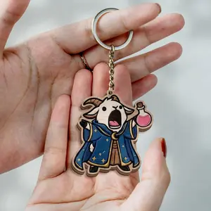 Prepotente Dungeon Crawler Wooden Keychian, Dungeon Crawler Carl Prepare for Byattle Gift, Vintage Stamp Princess Donut, LitRPG Fan Keychain