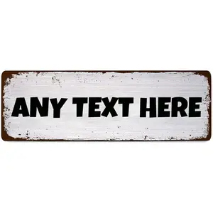 Customizable Metal Sign Custom Aluminum Signs Personalized Text Name Here for Outdoor,Home,Garden,Office Buildings 4x16 Inch