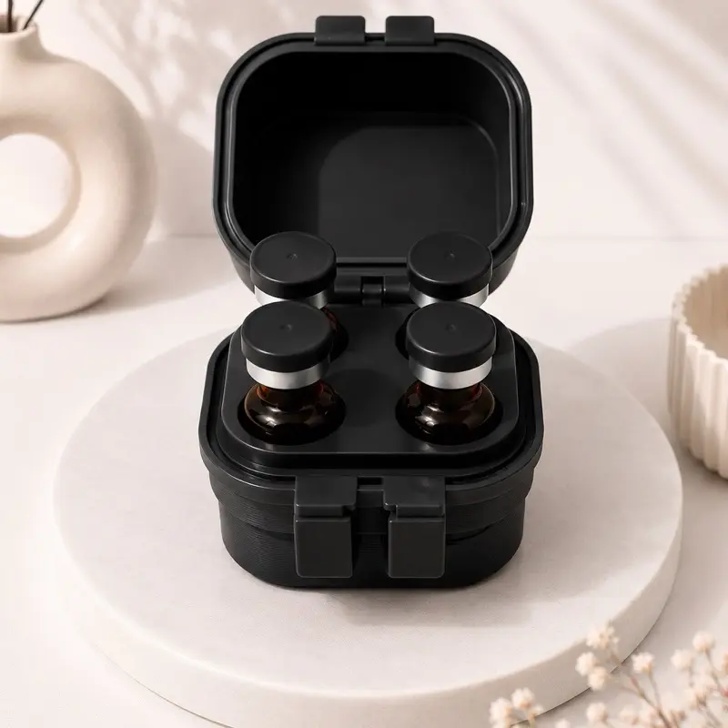 Compact SnapBox Peptide Vial Storage Case – Holds 4 x 3mL Vials | Travel Organizer