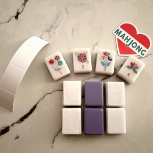 10 Hobby Lobby Purple/White Mah Jongg / Mahjong Tiles 10 Total (4 flowers, 6 stickered/Blanks + 4 Stickers), Extra/Replacement Tiles