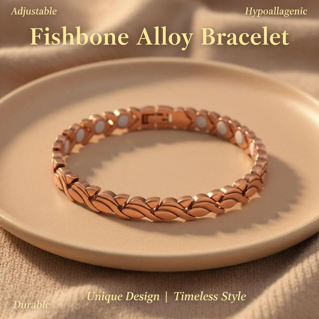 Fishbone Alloy Bracelet for Women, Vintage Wheat Link Design with Premium Alloy Craftsmanship, Adjustable and Hypoallergenic for Daily Wear, Anti-Tarnish, Birthday, Elegant, Female, Everyday, Retro, Interlocked, Women's Fashion, High-Alloy