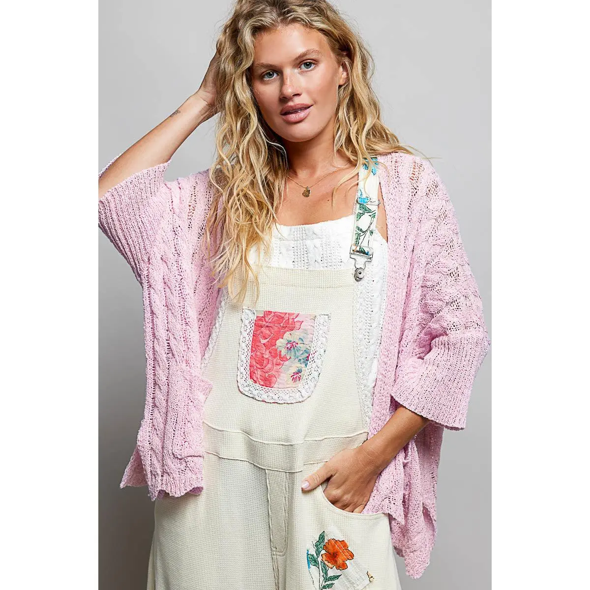 POL Strawberry Pink Knit Cardigan