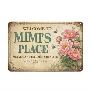 Place Vintage Tin Sign - Rustic Floral Wall Art Decor, High-Quality Metal Plaque for Home & Kitchen, 8x12 Inch Retro Rectangle Gift room bar lover enthusiast diy flower bouquets aluminum easy mount Coffee funny valentine anniversary