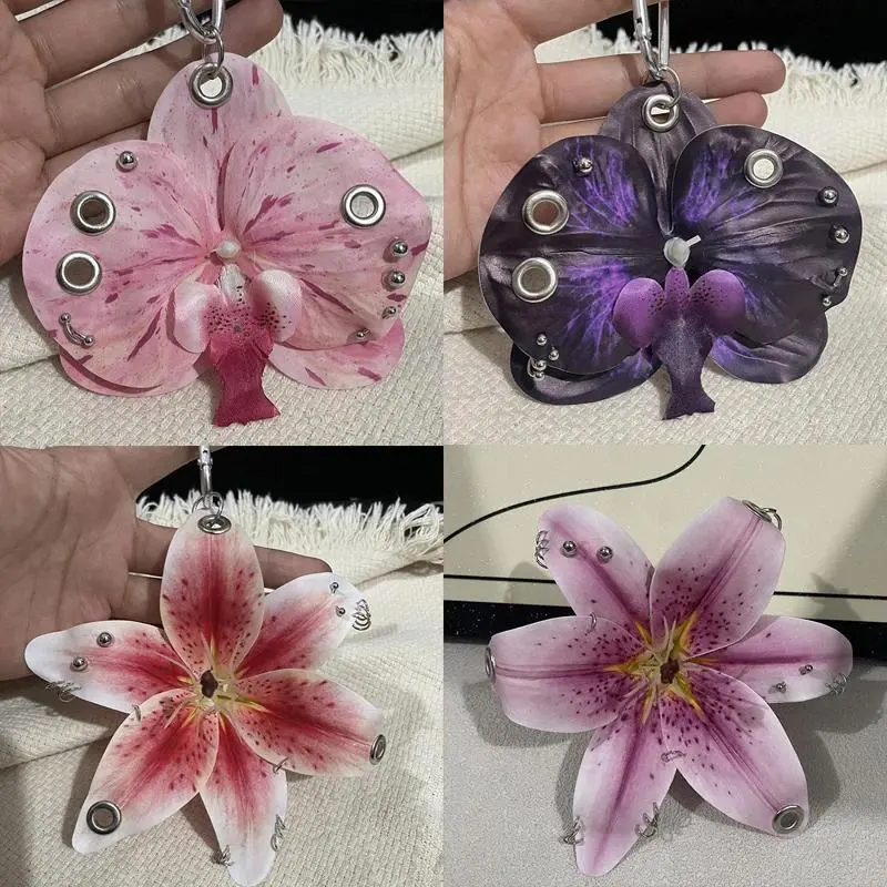 Simulation Phalaenopsis Orchid Lily Keychain, Exquisite Fashion Accessory with Bag Charm Styling, Creative Backpack Decoration, Ideal Gift for Jewelry Enthusiasts