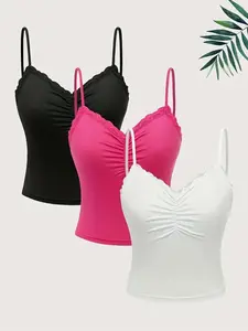 Women's Solid Color Camis Top, Casual Comfy Breathable Fit Camis, Ladies Camis for All Seasons