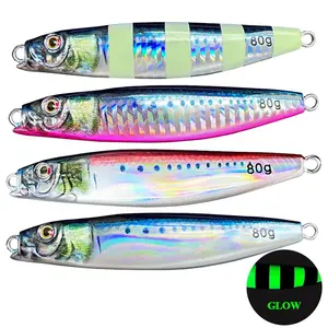 3D Metal Jig Shore Jigging 40G60G80G Saltwater Torpedo Fishing Lure Drag Cast Hard Bait Bass Spoon Bait Trout Lures For Tuna Mahi Marlin
