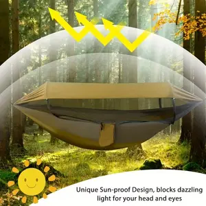 Portable Outdoor Camping Hammock with Mosquito Net, Easy Setup Double Hammock, Durable Hanging Hammock, Includes Travel Bag
