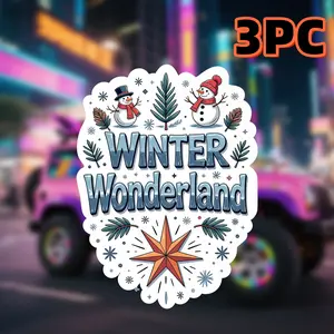 3PCS/SEST Creative Winter Wonderland Stickers, Car Decorations, Motorcycle Bumpers, Christmas Gift Decorations, Gift Packaging Decorations, Personalized Accessories for Vehicles, Waterproof Car Stickers, Decorative Vehicle Stickers, Anime Style Design
