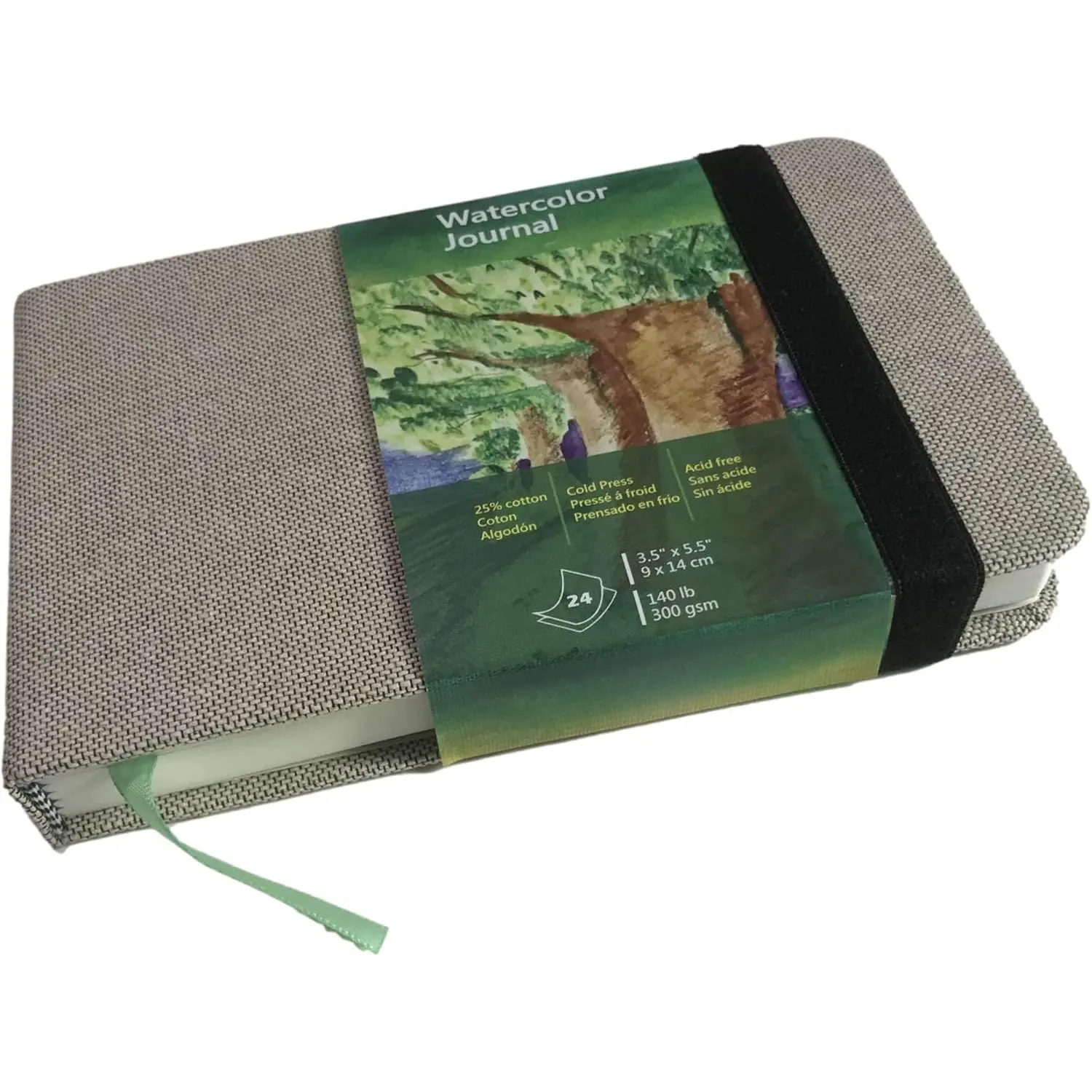 Watercolor Journal, 3.5x5.5", 140 LB, 300 GSM,  Cotton Paper, Cold Press, 24 Sheets, 48 Pages, Watercolor Paper Sketchbooks for Use As Travel Notebook and Mixed Media Pad On The Go