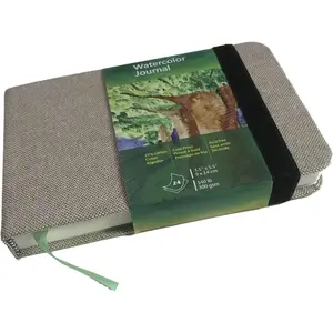 Watercolor Journal, 3.5x5.5", 140 LB, 300 GSM,  Cotton Paper, Cold Press, 24 Sheets, 48 Pages, Watercolor Paper Sketchbooks for Use As Travel Notebook and Mixed Media Pad On The Go