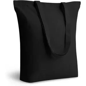 6-Pack  Tote Bags with 4" Gusset, 15"x16"x4" Economical Lightweight  Grocery Shopping Cloth Bags, Bulk Blank Plain Totes for DIY, Vinyl, Sublimation,  (Black)