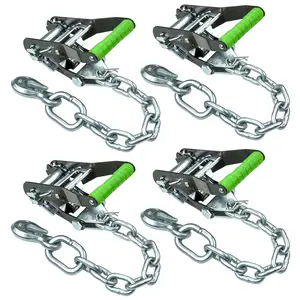 VULCAN Ratchet Buckle - Chain Anchor - 2 Inch Handle - High-Viz - 4 Pack - 3,300 Pound Safe Working Load Durable Nylon Rope Adjustable Ropes Winch Strap Hook Swivels For Fishing